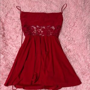 Lucy in the Sky Red Lace Mini Dress